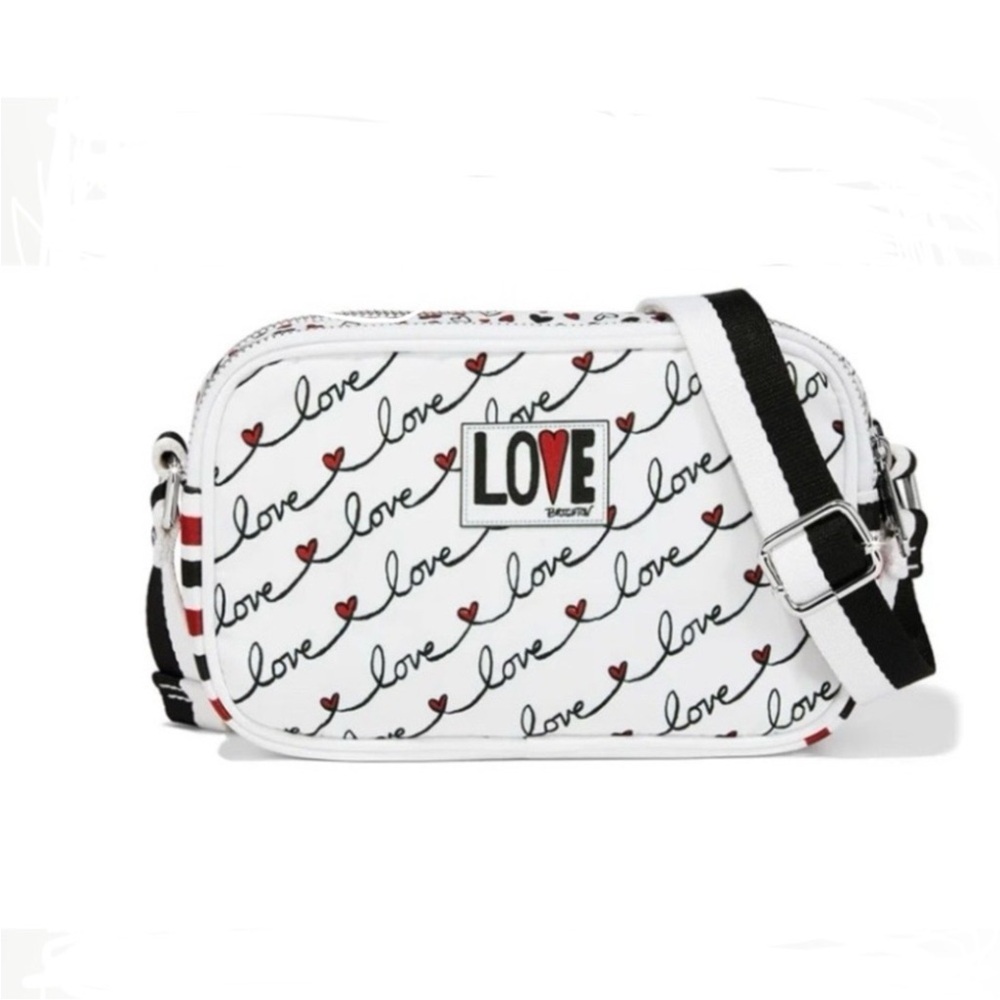 Brighton Love Scroll crossbody bag White with red and black New with tag